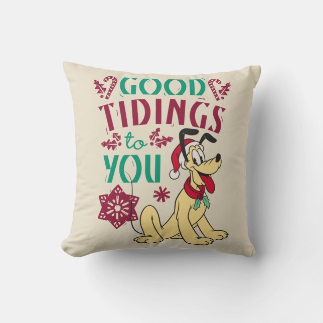 Vintage Pluto | Good Tidings to You Throw Pillow (Front)