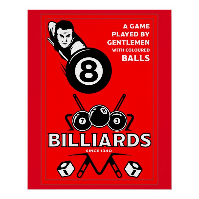 Vintage Pocket Billards Poster (Front)