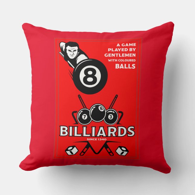 Vintage Pocket Billards Throw Pillow (Front)