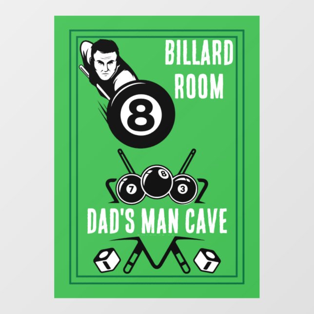 Vintage Pocket Billards Window Cling (Sheet)