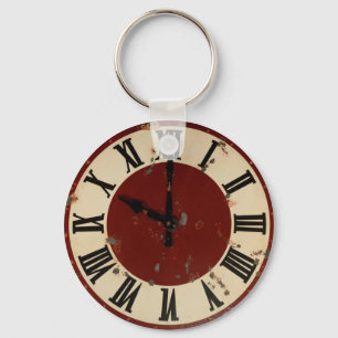 Vintage Pocket Watch Clock Face Shabby Distressed Keychain