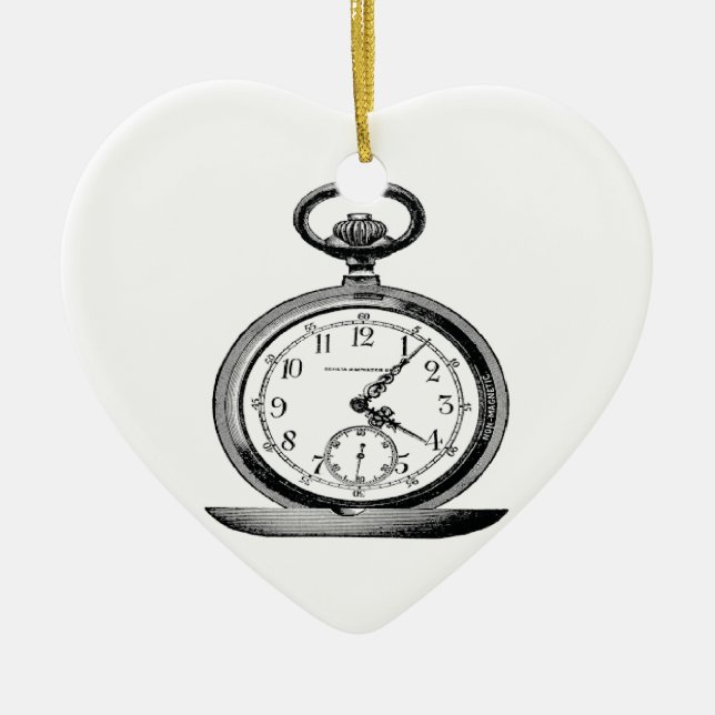 Vintage Pocket Watch Cool Fab Ceramic Ornament (Front)