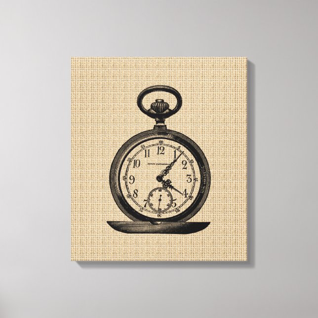 Vintage Pocket Watch on Canvas (Front)