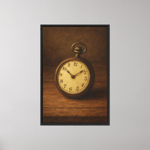 Vintage Pocket Watch Painting Canvas Print
