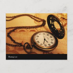 Vintage pocket watch photography postcard