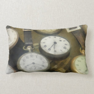 Vintage Pocket Watches Lumbar Pillow