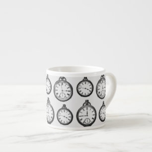 Vintage Pocket Watches Pattern Espresso Cup