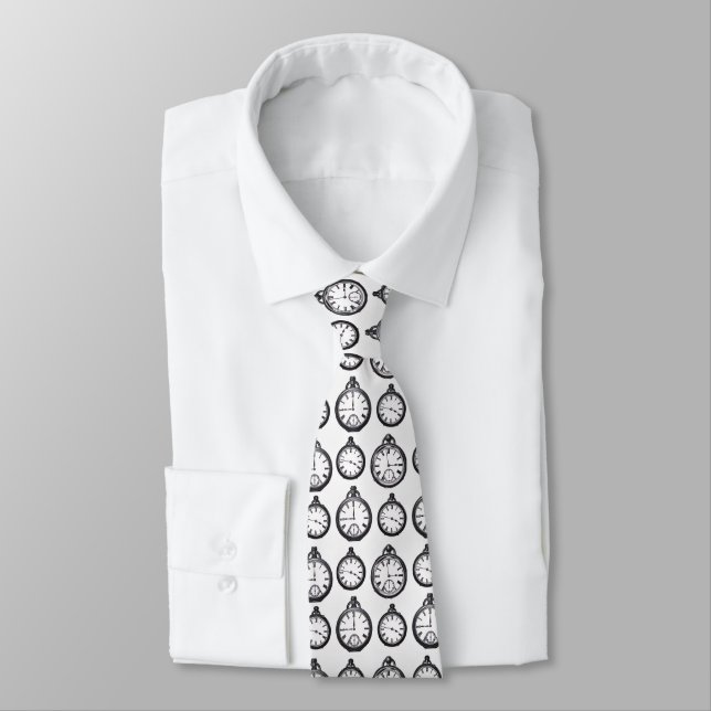 Vintage Pocket Watches Pattern Tie (Tied)