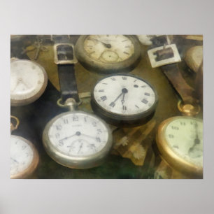 Vintage Pocket Watches Poster