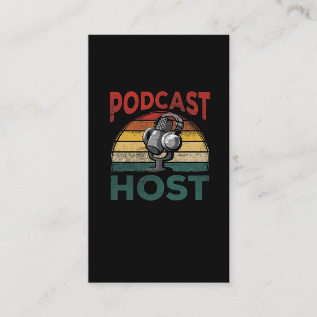 Vintage Podcast Host Podcasting Streaming Hosting Business Card (Front)