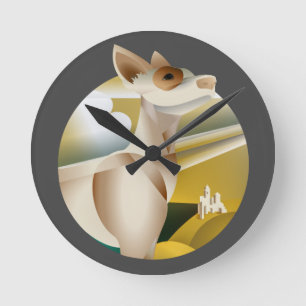 Vintage Podenco Art Deco Dog  Round Clock