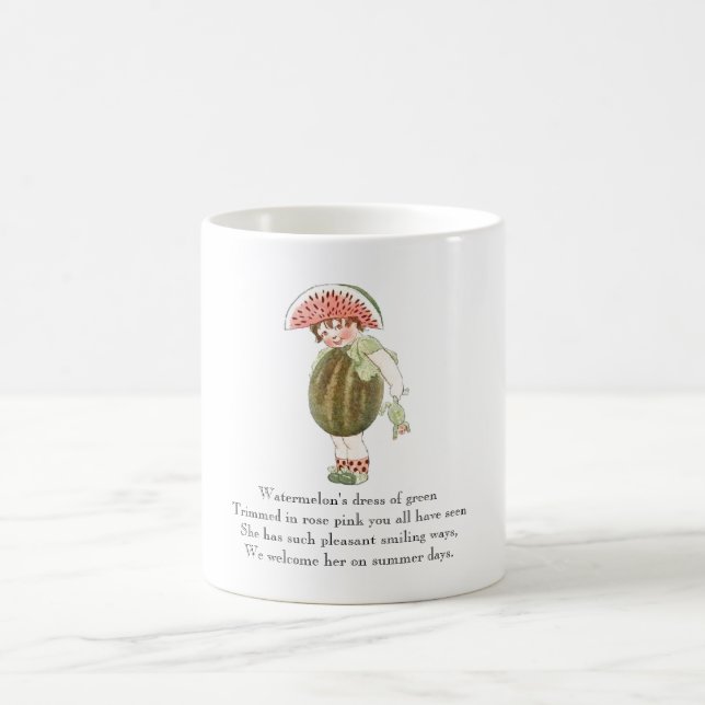 Vintage Poème Fruit Rhyme Watermelon Cute Kid Mug (Centre)