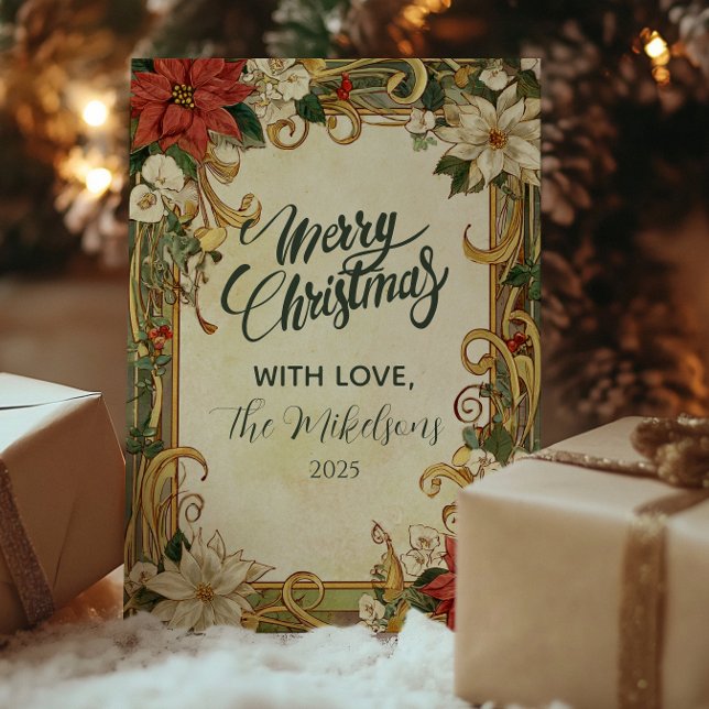 Vintage Poinsettia Christmas Holiday Card (Creator Uploaded)