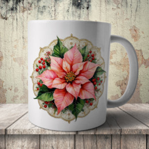 Vintage Poinsettia Doily Coffee Mug