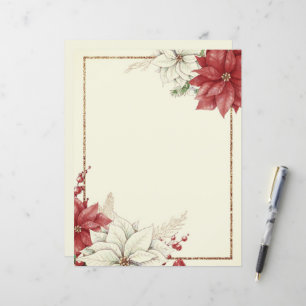 Vintage poinsettia frame Christmas