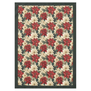 Vintage Poinsettia Tablecloth Cottagecore Holiday
