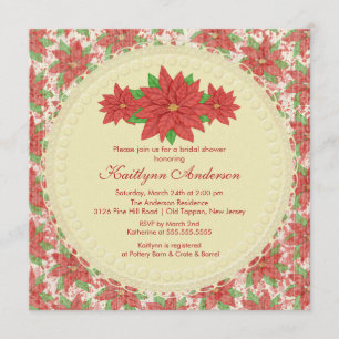 Vintage Poinsettia Winter Bridal Shower Invitation