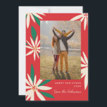 Vintage Poinsettias Christmas Photo Vertical Holiday Card<br><div class="desc">Customize with your greeting or message for the holiday season. Original frame by Becky Nimoy. Add a photo on the back or a message.  Pattern can be removed if desired</div>
