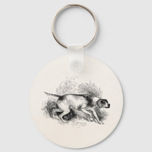 Vintage Pointer Hunting Dog 1800s Pointers Dogs Keychain