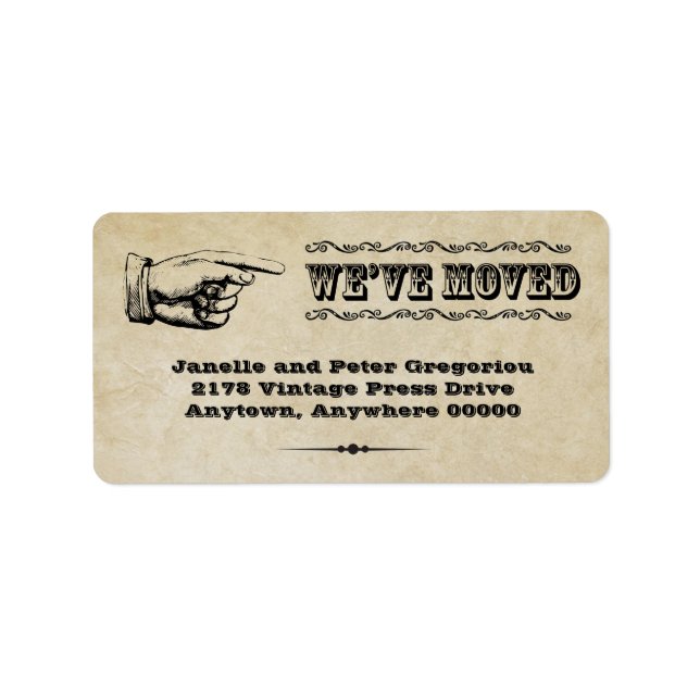 Vintage Pointer Moving Announcement  Label (Front)