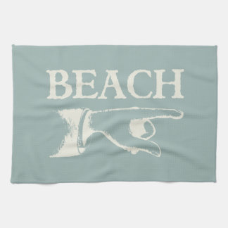 Vintage Pointing Beach Sign Kitchen Towel