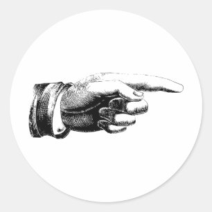 Vintage Pointing Finger black and white sticker