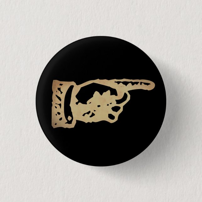Vintage Pointing Hand - dark 1 Inch Round Button (Front)
