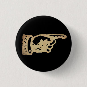 Vintage Pointing Hand - dark 1 Inch Round Button