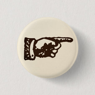 Vintage Pointing Hand - light 1 Inch Round Button