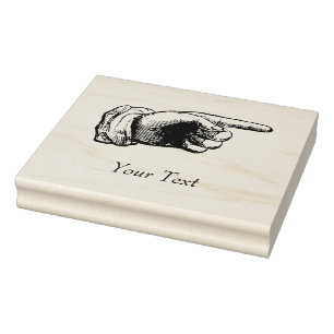 Vintage Pointing Hand with Custom Text Rubber Stamp