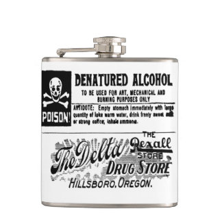 Vintage Poison Label Hip Flask