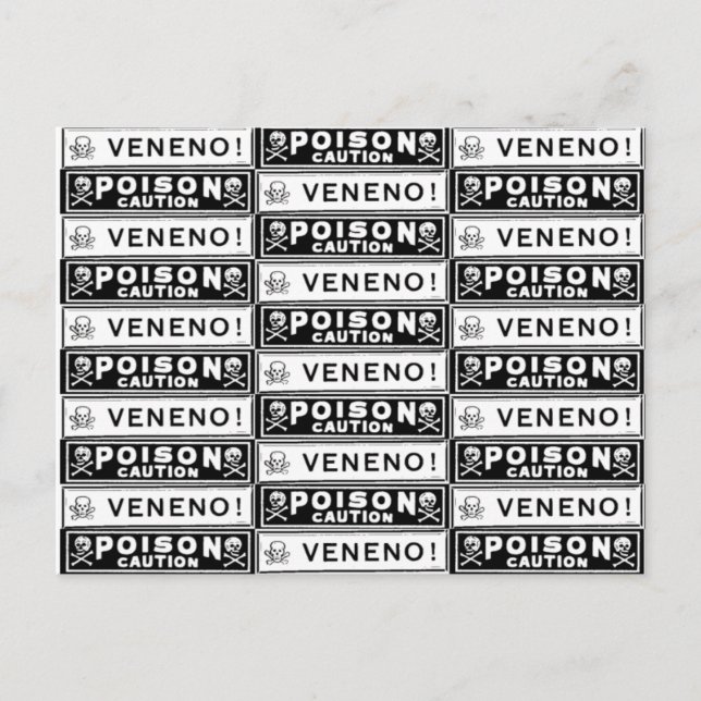 Vintage Poison Labels Postcard (Front)