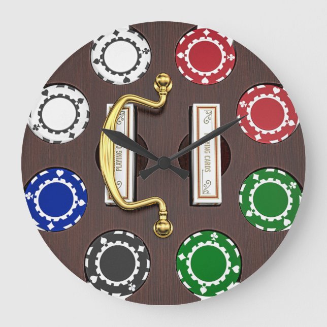 Vintage Poker Chip Carousel Large Clock (Front)