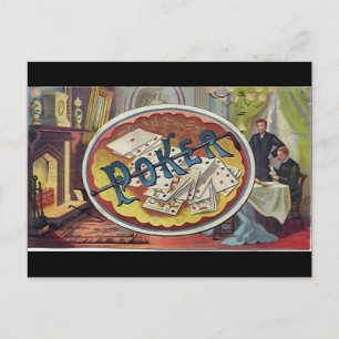 Vintage Poker Mens Smoking Room Gambling Postcard