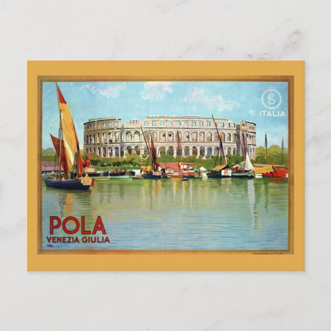 Vintage Pola Pula roman theatre Italian travel Postcard (Front)