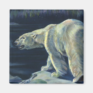 Vintage Polar Bear, Arctic Marine Life Animals Magnet