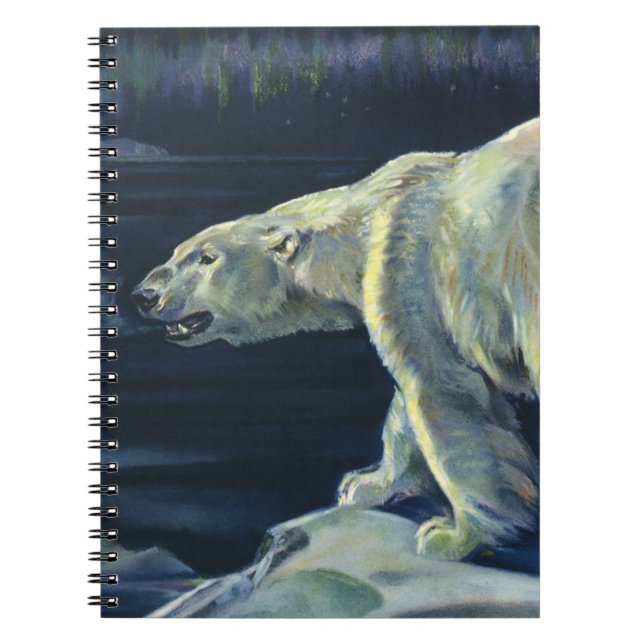 Vintage Polar Bear, Arctic Marine Life Animals Notebook (Front)