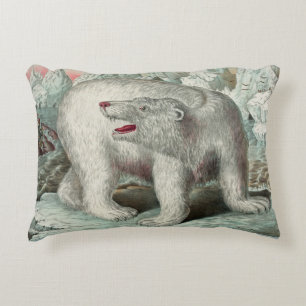 Vintage polar bear iceberg winter illustration accent pillow