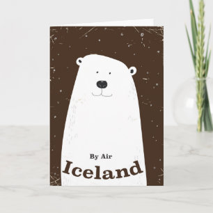 Vintage Polar Bear Iceland travel poster Holiday Card