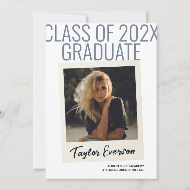 Vintage Polaroid-Inspired Graduation Announcement (Front)