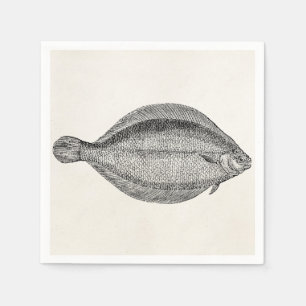 Vintage Pole Flounder Fish Personalized Template Napkin