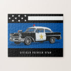 Vintage Police Car Stars Stripe Flag Monogram Name