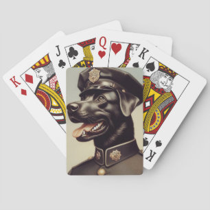 Vintage Police Dog Painting Playing Cards