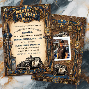 Vintage Police Officer Retirement Party Invitation