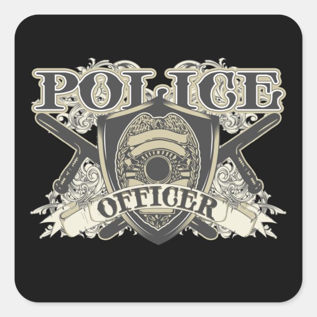 Vintage Police Officer Square Sticker (Front)
