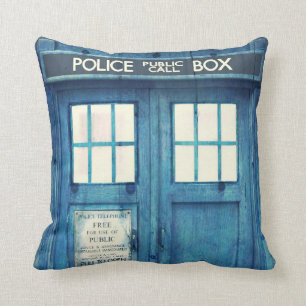 Vintage Police phone Public Call Box Throw Pillow