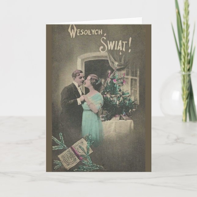 Vintage Polish Christmas Greeting Card (Front)