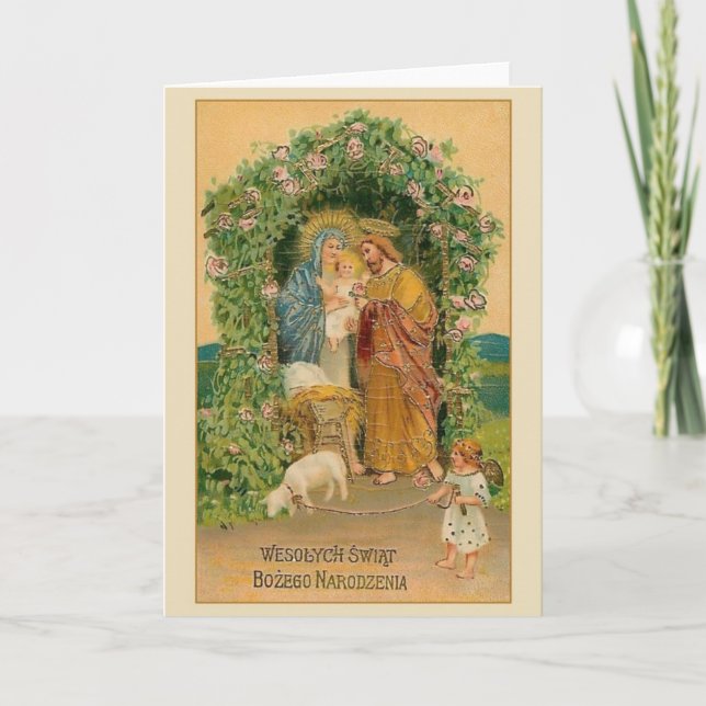 Vintage Polish Religious Christmas Card (Front)