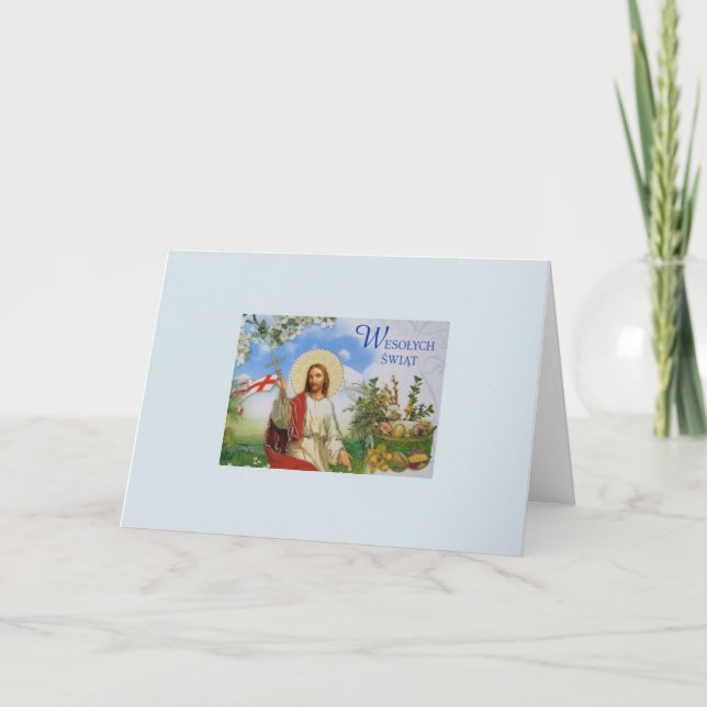 Vintage Polish Religious Easter Greeting Card (Front)
