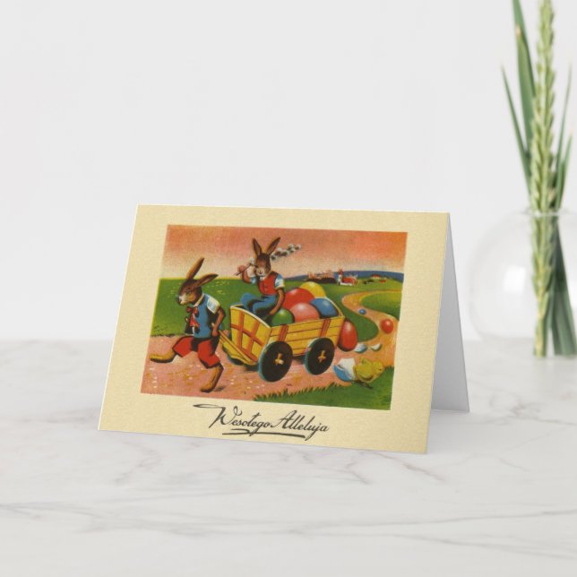 Vintage Polish Wesołego Alleluja Easter Card (Front)